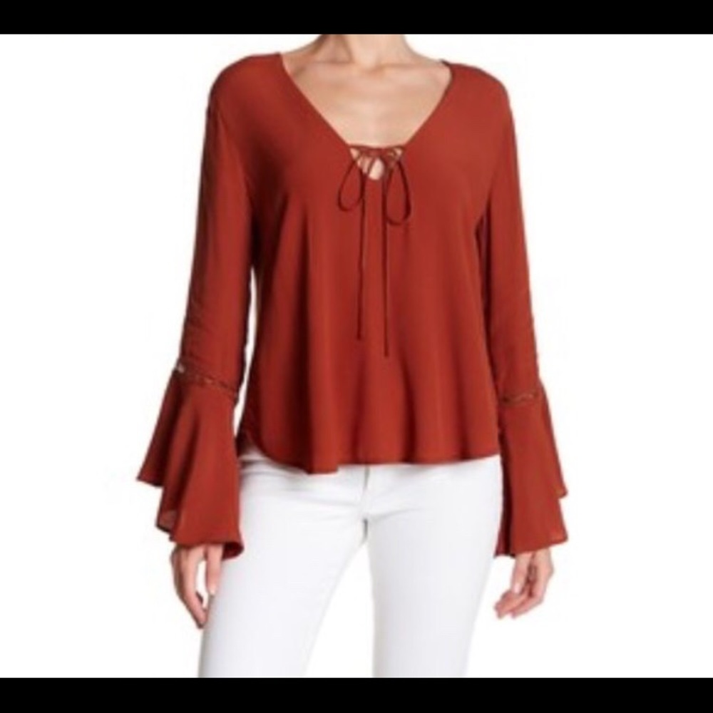 ASTR draped bell sleeve blouse